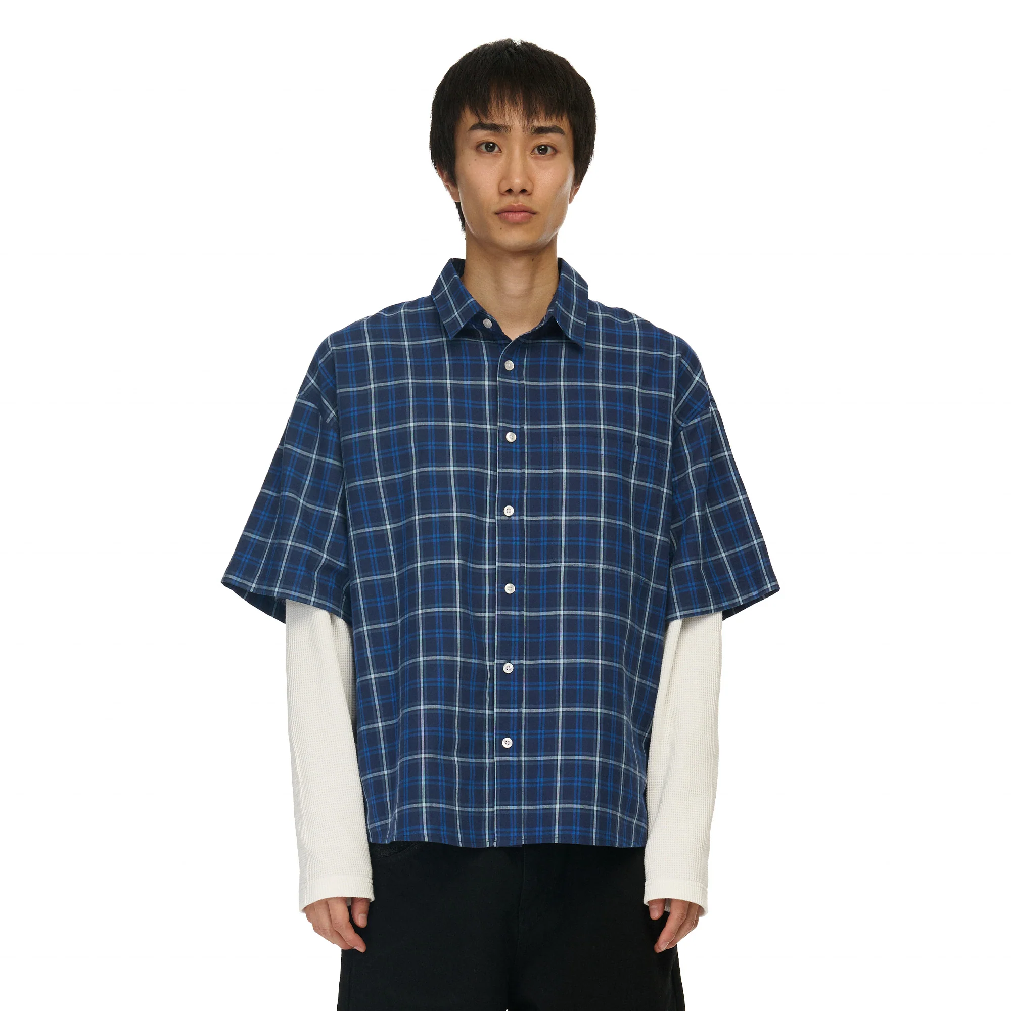 "yakuza" layered Shirt navy - Image 10