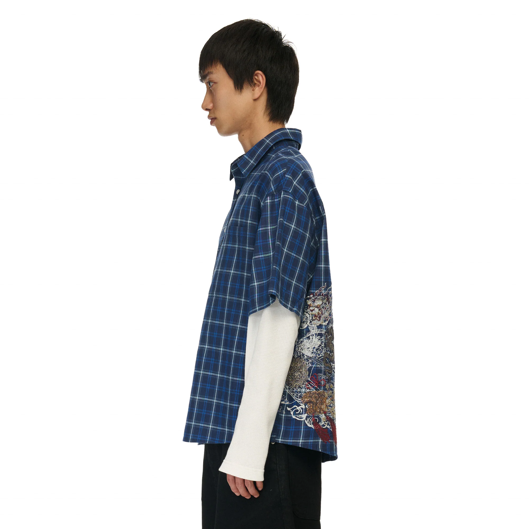 "yakuza" layered Shirt navy - Image 11