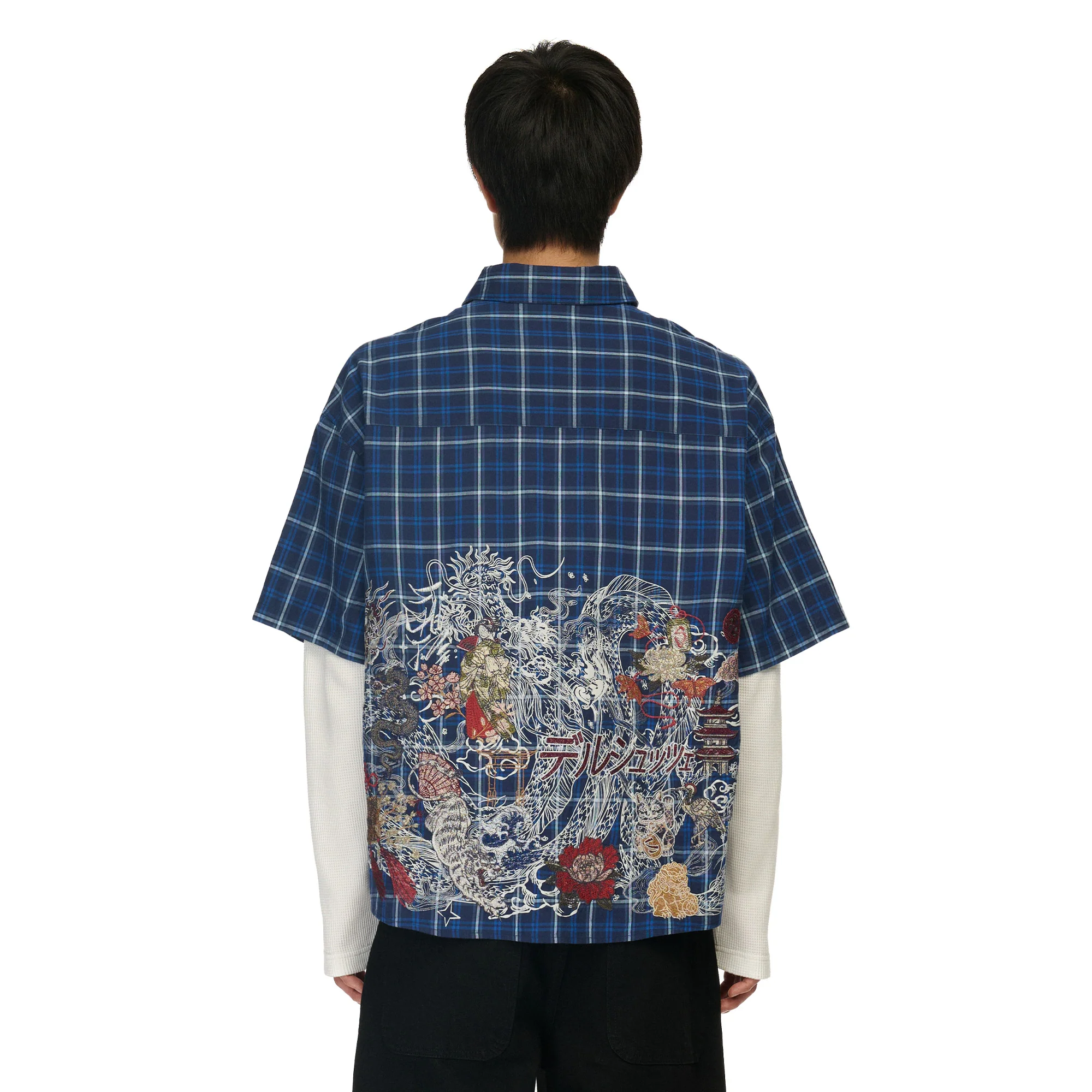"yakuza" layered Shirt navy - Image 12