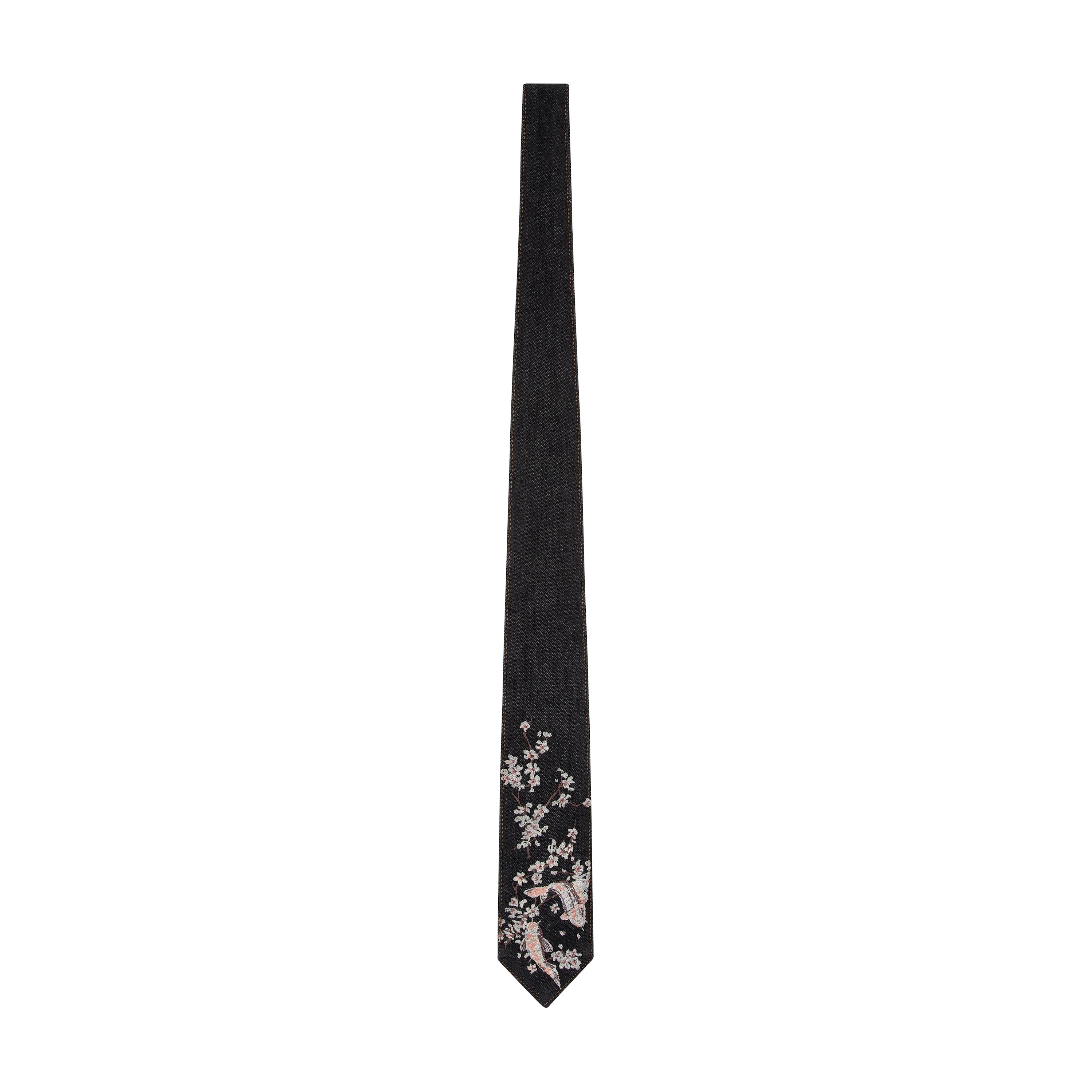 "yakuza" raw black denim tie - Image 3