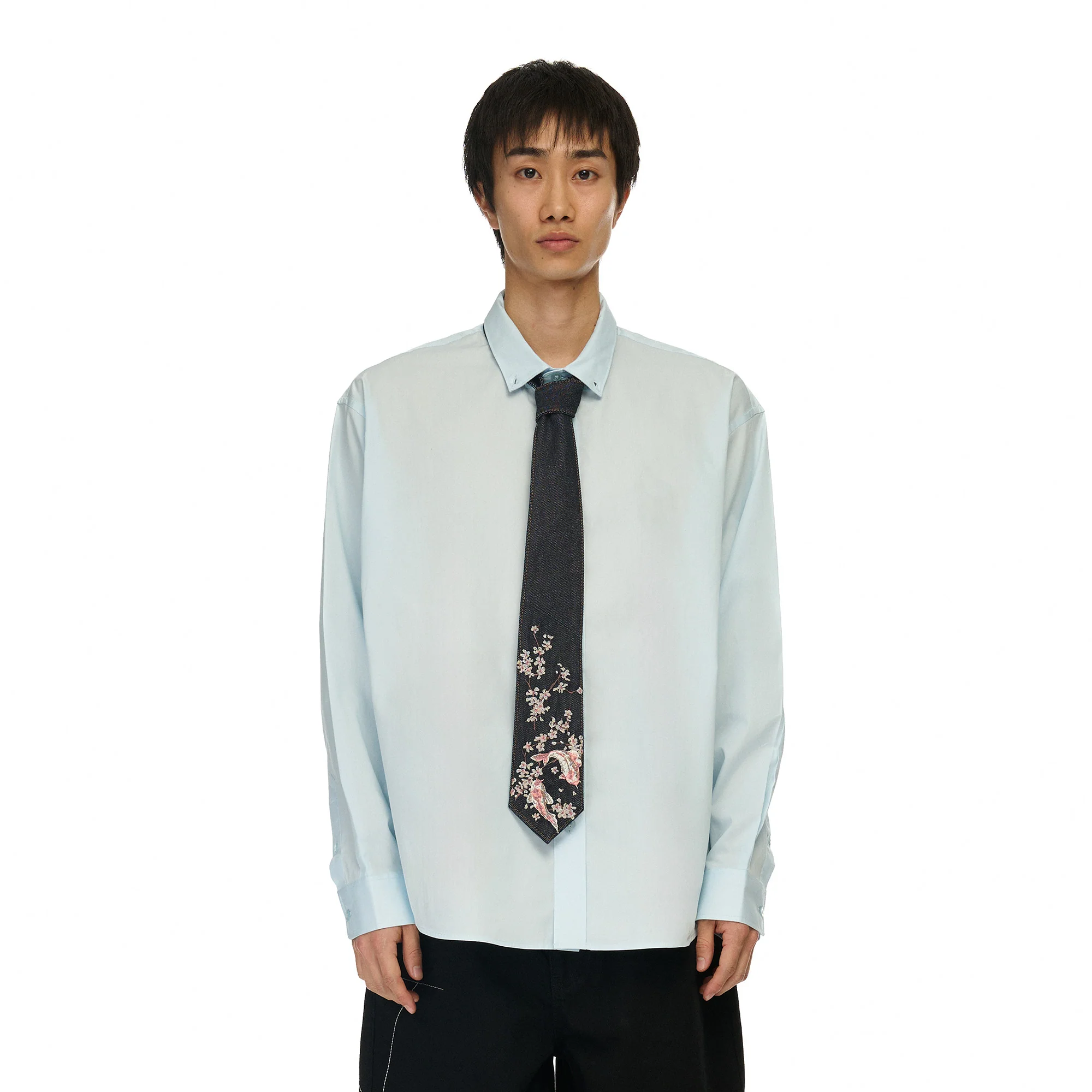 "yakuza" raw black denim tie - Image 5