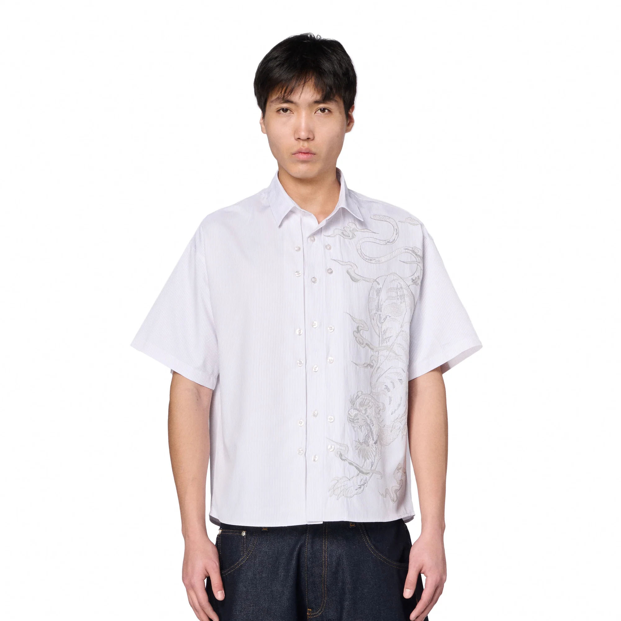 "yakuza" Shirt white striped - Image 6