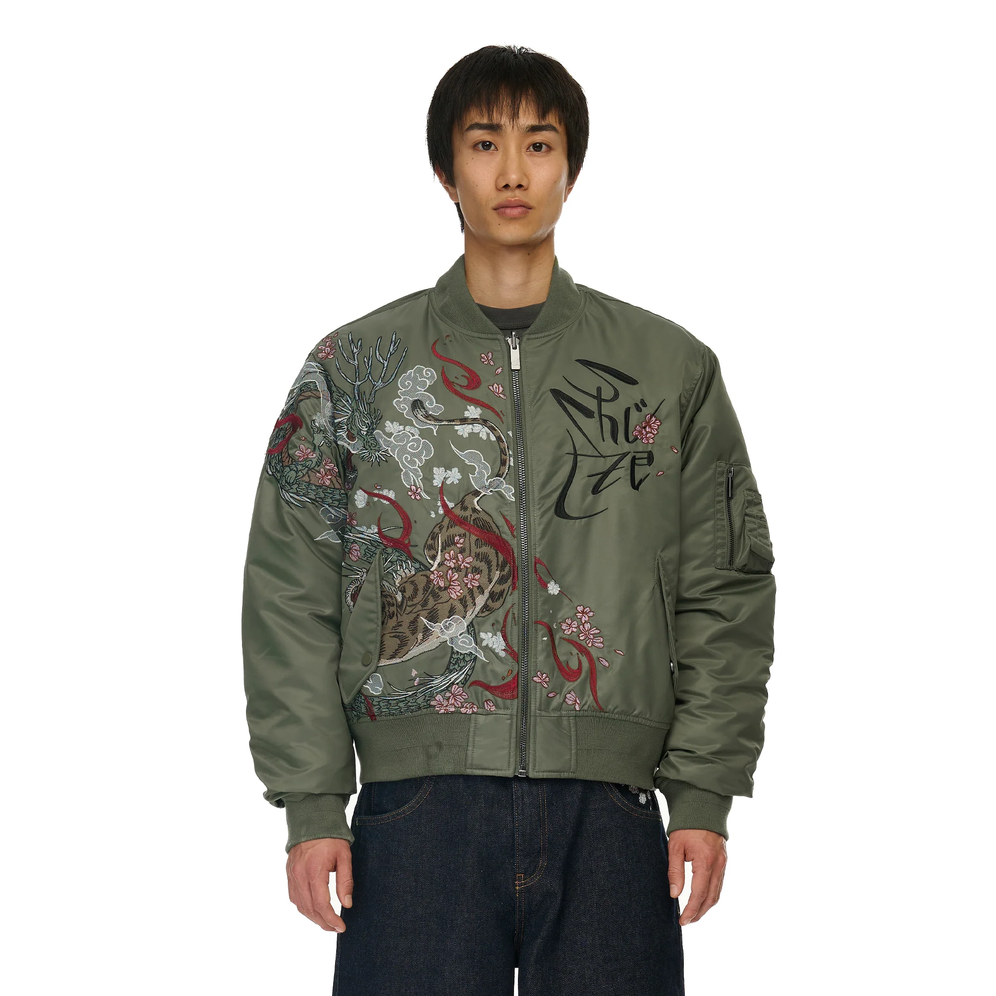 "yakuza v2" bomber Jacket dark green - Image 13