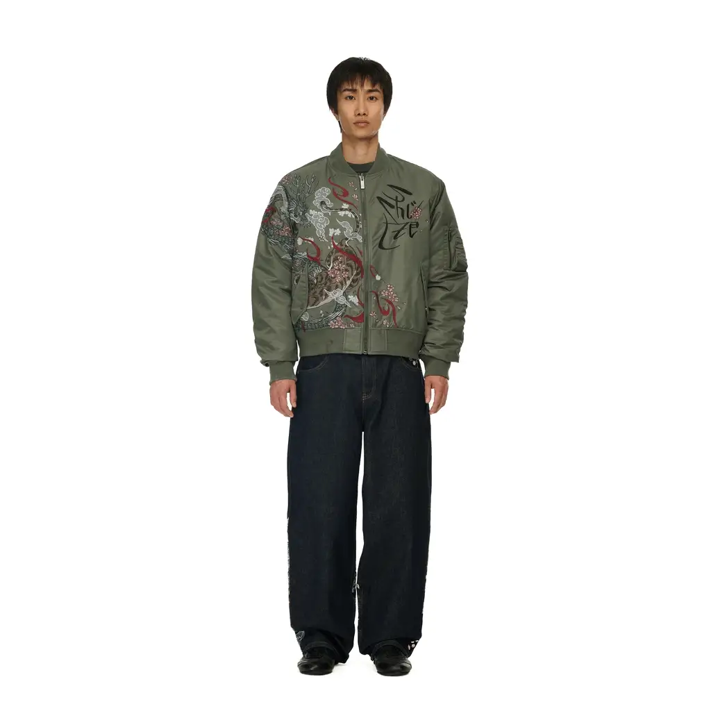 "yakuza v2" bomber Jacket dark green - Image 18